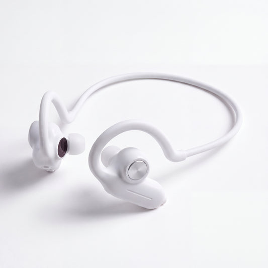 White RallyLens camera headphones on a white background