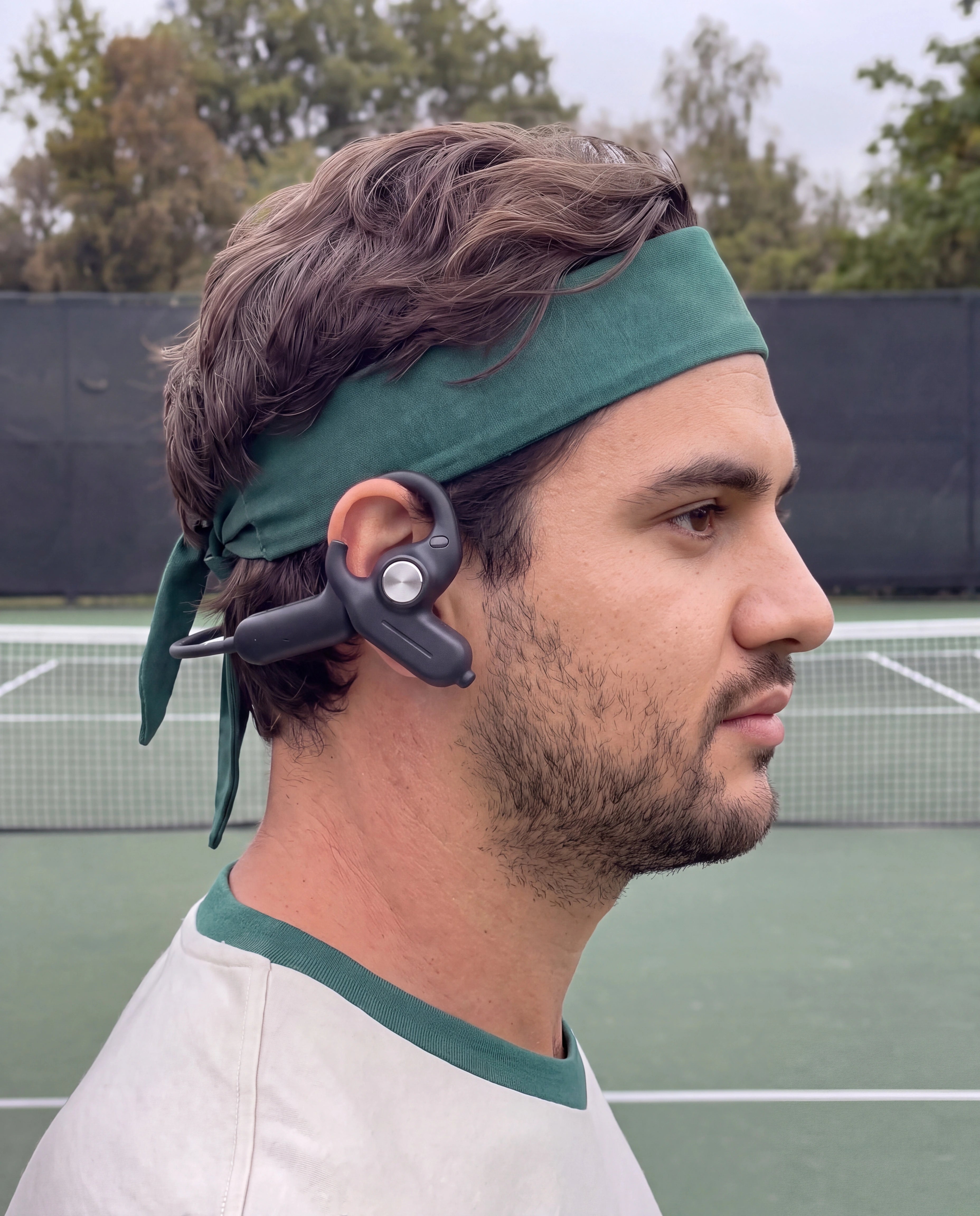 RallyLens earhook fit on our tennis athlete